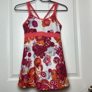 Prana Pink & White Floral Paisley Skull Print Criss Cross Back Tank Top Size XS